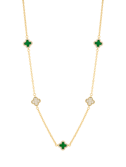 Jon Richard Pave Malachite Clover Necklace, Gold, Gold