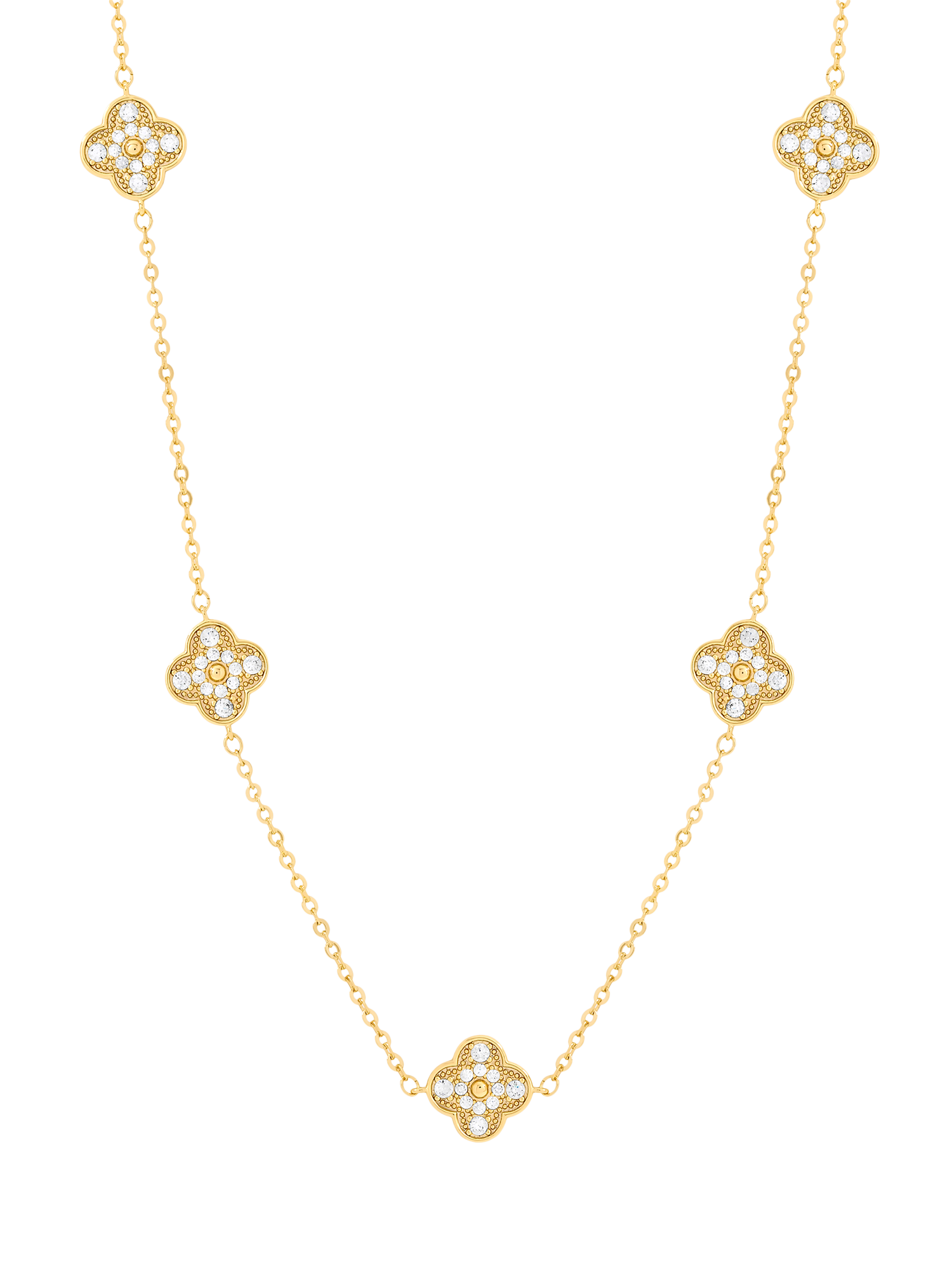 Product image 1 of 3, which shows Jon Richard Pave Clover Necklace, Gold