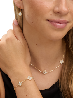 Jon Richard Pave Clover Necklace, Gold - view 2, Gold