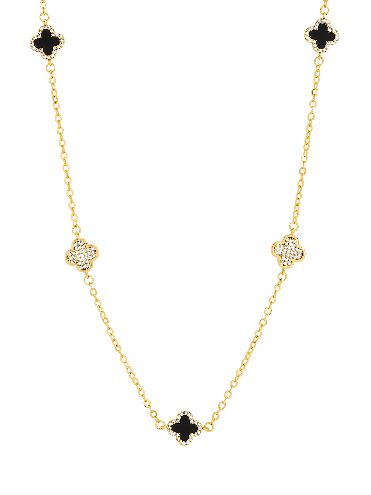 Product image 1 of 3, which shows Jon Richard Jet Crystal Clover Necklace, Gold