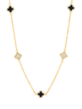 Jon Richard Jet Crystal Clover Necklace, Gold