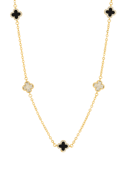 Jon Richard Jet Crystal Clover Necklace, Gold, Gold