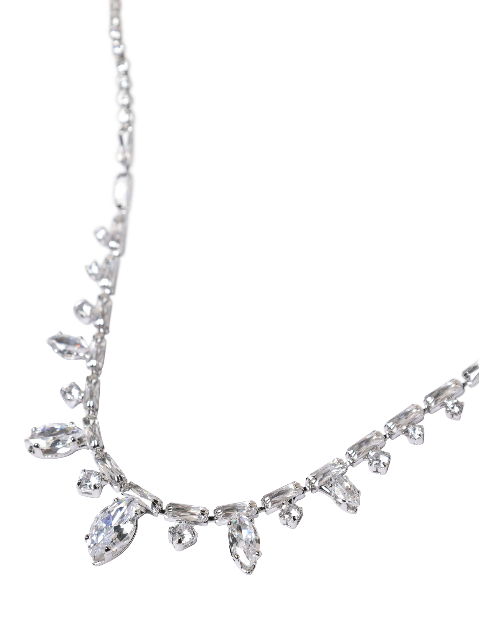 Product image 3 of 4, which shows Jon Richard Cubic Zirconia Navette Stone Drop Necklace, Silver