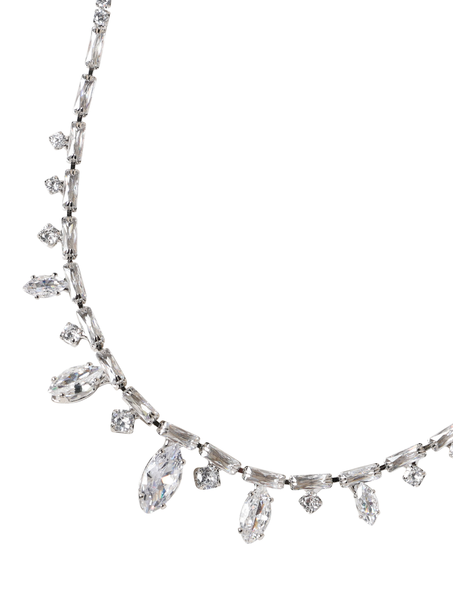 Product image 4 of 4, which shows Jon Richard Cubic Zirconia Navette Stone Drop Necklace, Silver