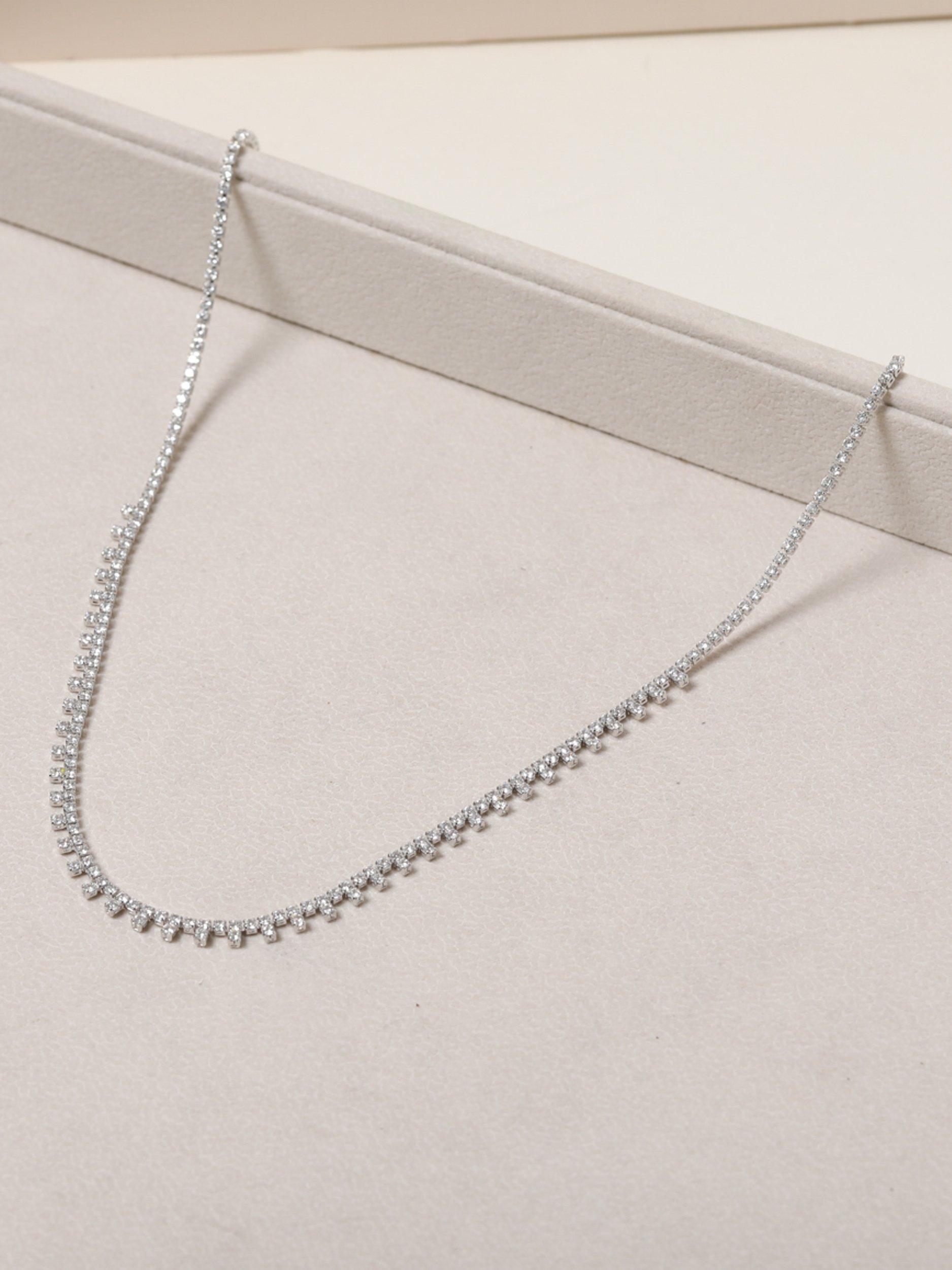 Product image 4 of 5, which shows Jon Richard Cubic Zirconia Fine Drop Necklace, Silver