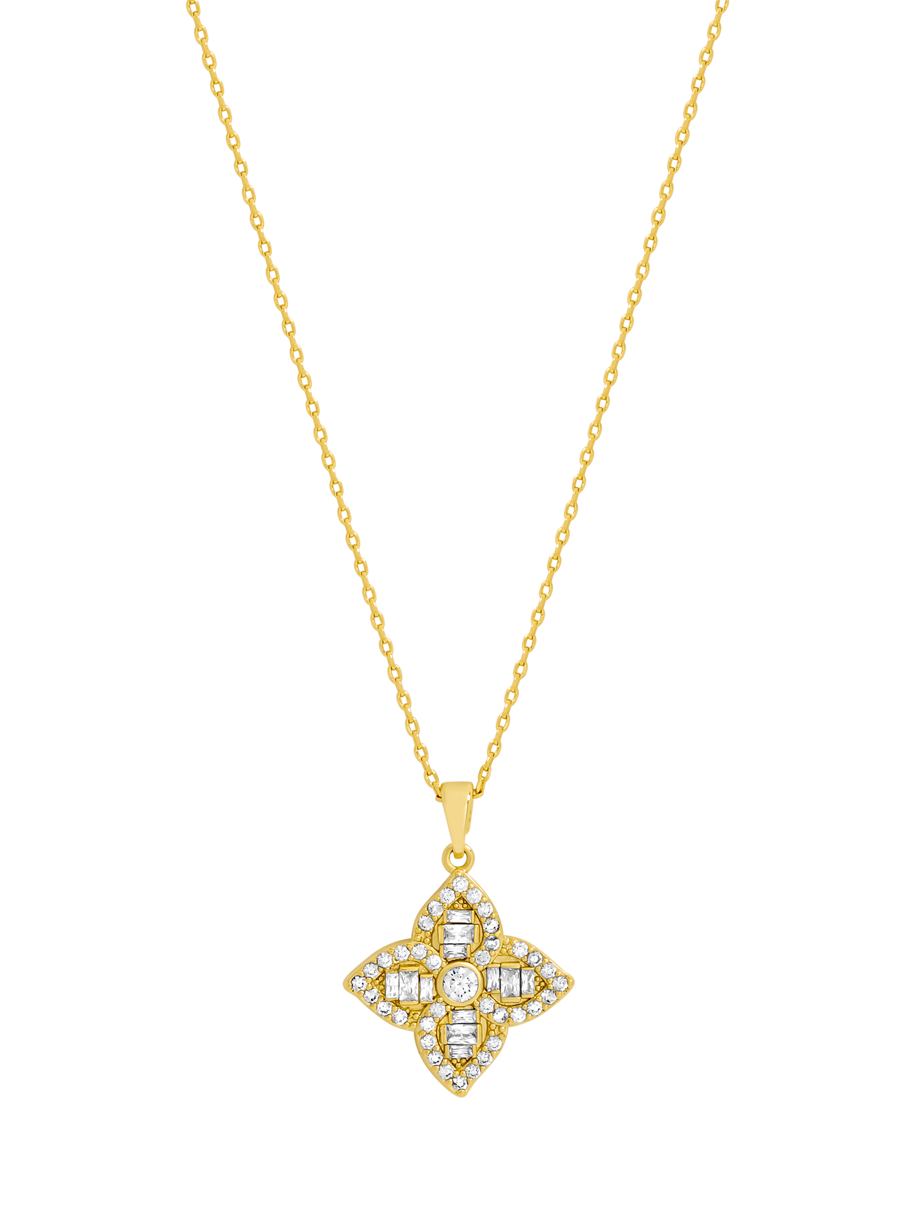 Product image 1 of 3, which shows Jon Richard Crystal Clover Necklace, Gold