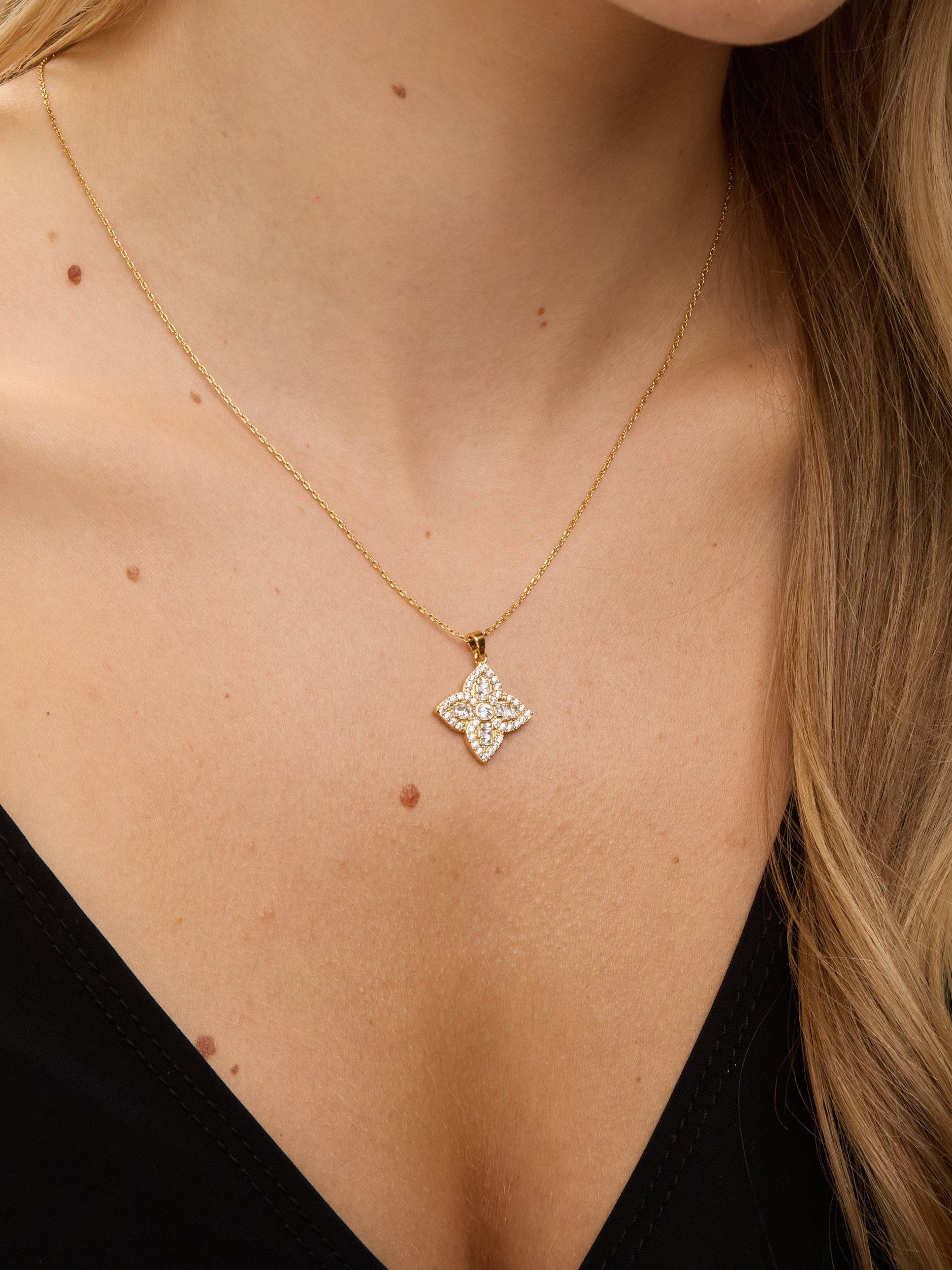 Product image 3 of 3, which shows Jon Richard Crystal Clover Necklace, Gold
