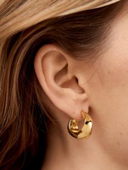 Monica Vinader Nomade Small Hoop Earrings, Gold - view 2, Gold