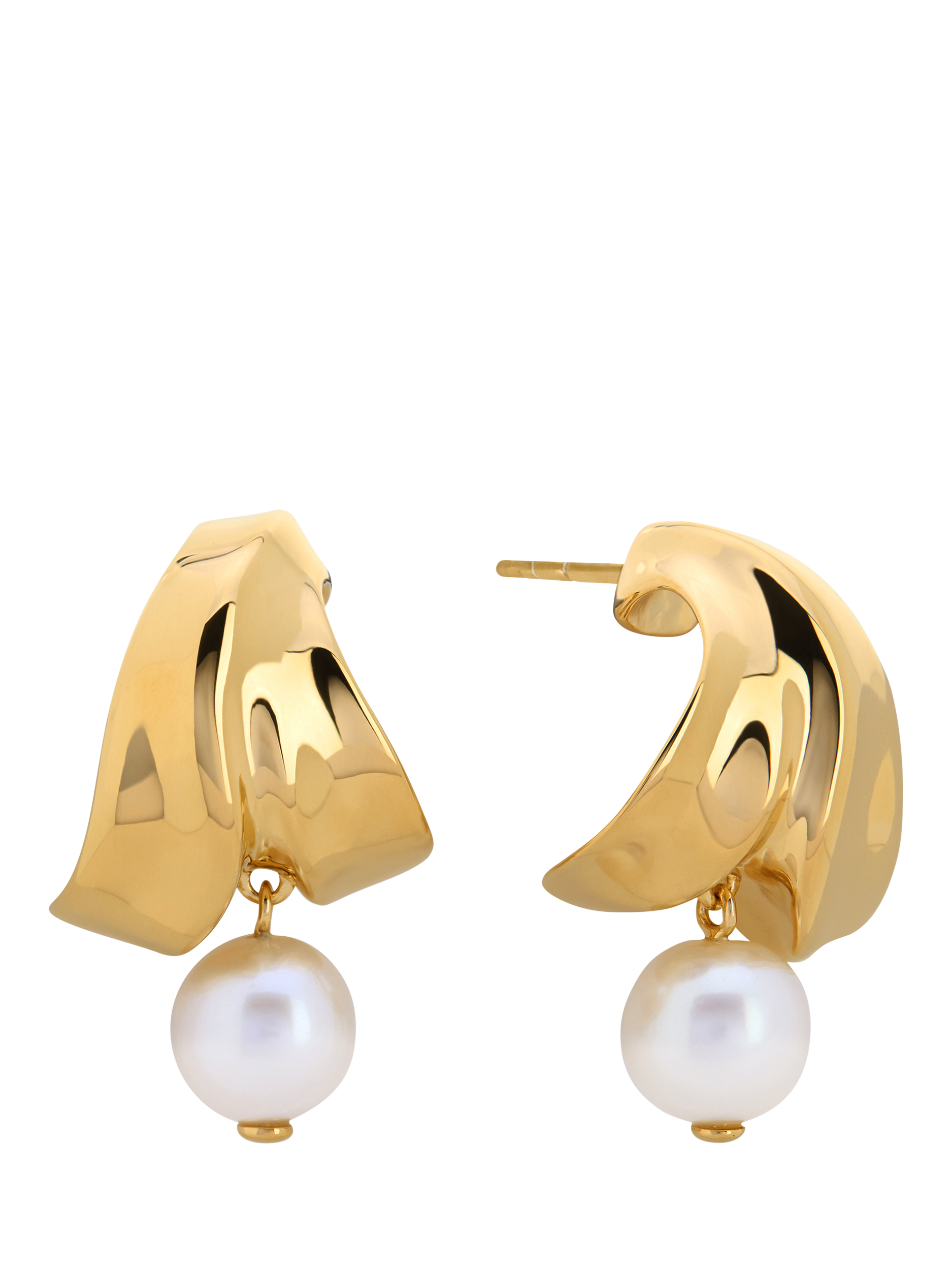 Product image 1 of 4, which shows Monica Vinader Small Nomade Pearl Earrings, Gold