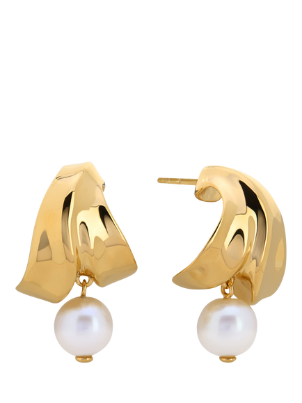 Monica Vinader Small Nomade Pearl Earrings, Gold, Gold