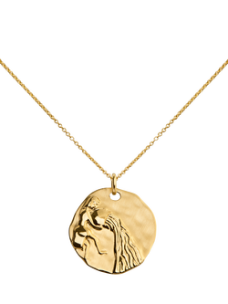 Monica Zodiac Pendant Necklace, Gold - view 2, Aquarius