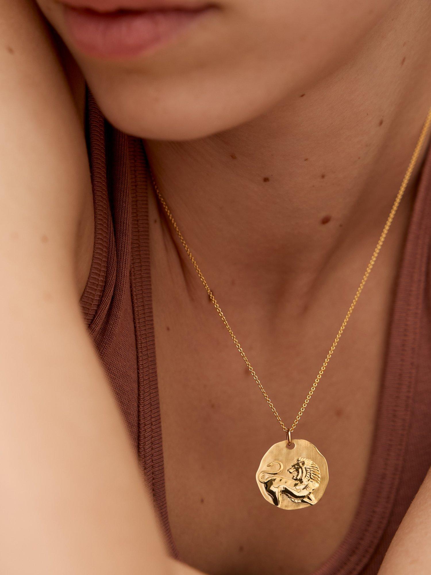 Product image 2 of 5, which shows Monica Zodiac Pendant Necklace, Gold, Leo