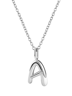 DPT Antwerp Diamond Initial Charm Necklace, Silver, Silver