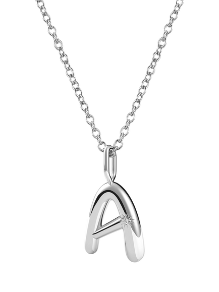 DPT Antwerp Diamond Initial Charm Necklace, Silver, Silver