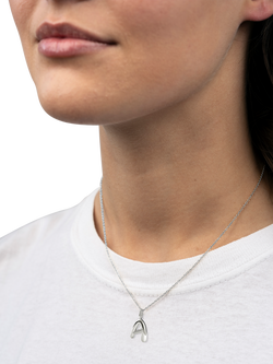 DPT Antwerp Diamond Initial Charm Necklace, Silver - view 2, Silver