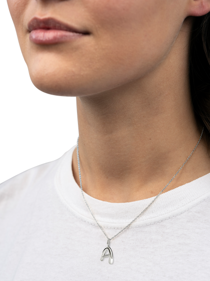 DPT Antwerp Diamond Initial Charm Necklace, Silver - view 2, Silver
