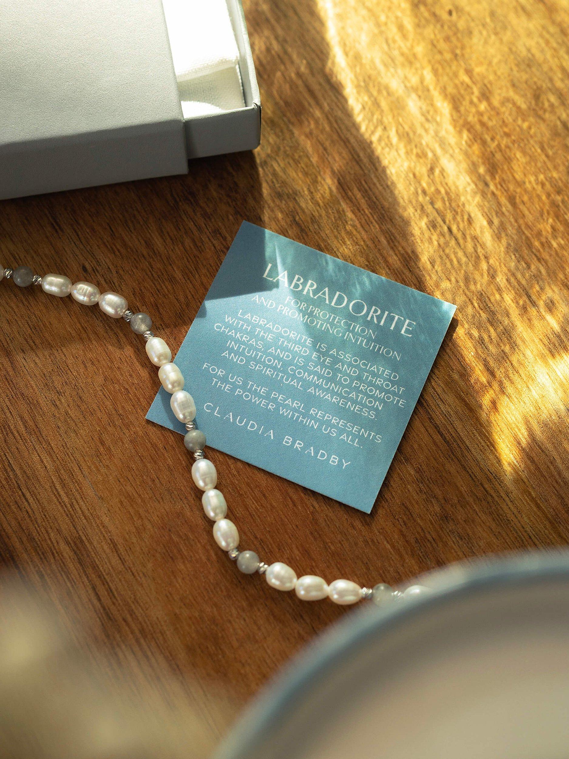 Product image 4 of 4, which shows Claudia Bradby Pearl and Labradorite Bracelet, Silver