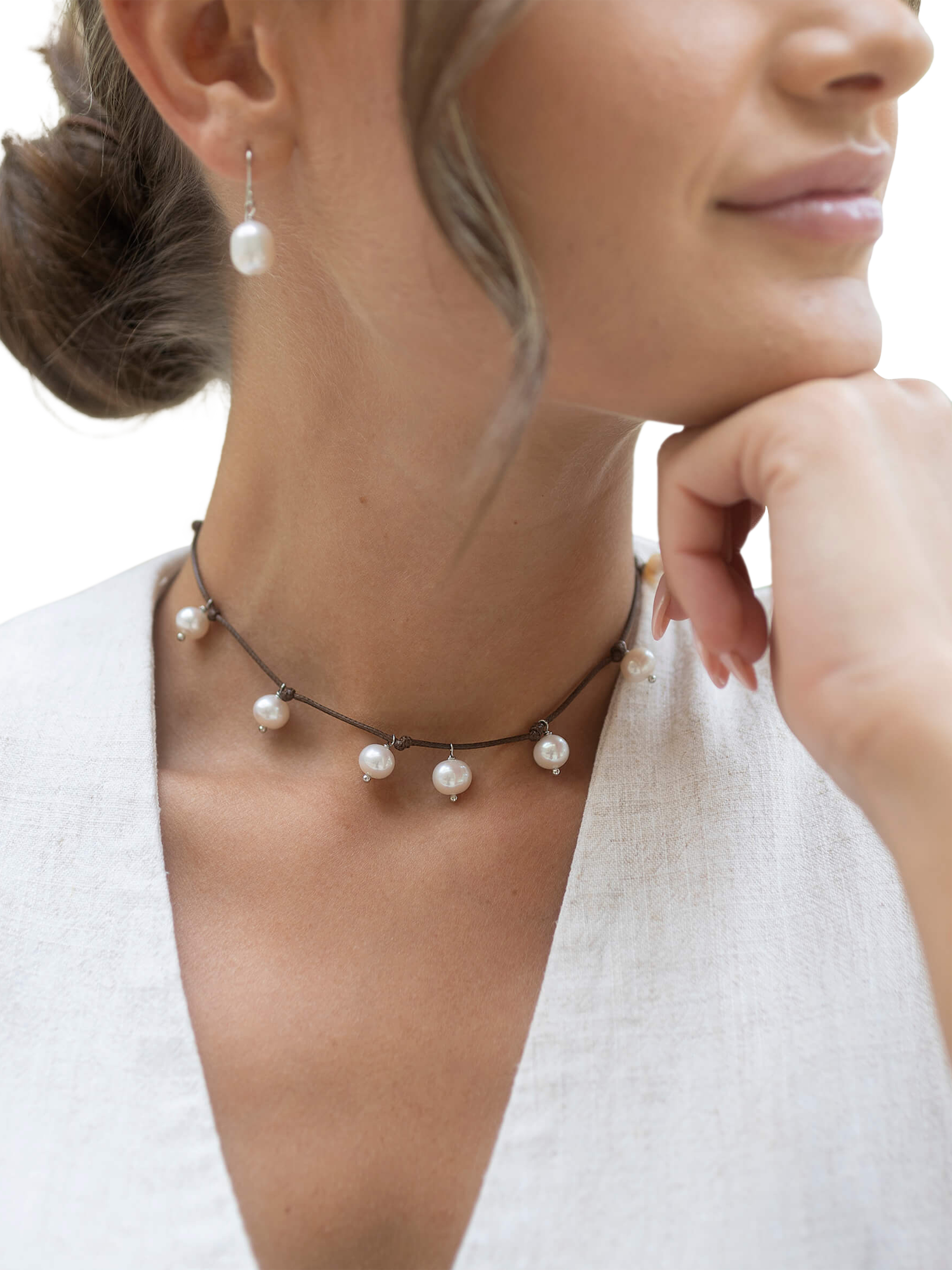 Product image 2 of 5, which shows Claudia Bradby Baroque Pearl Necklace, Silver