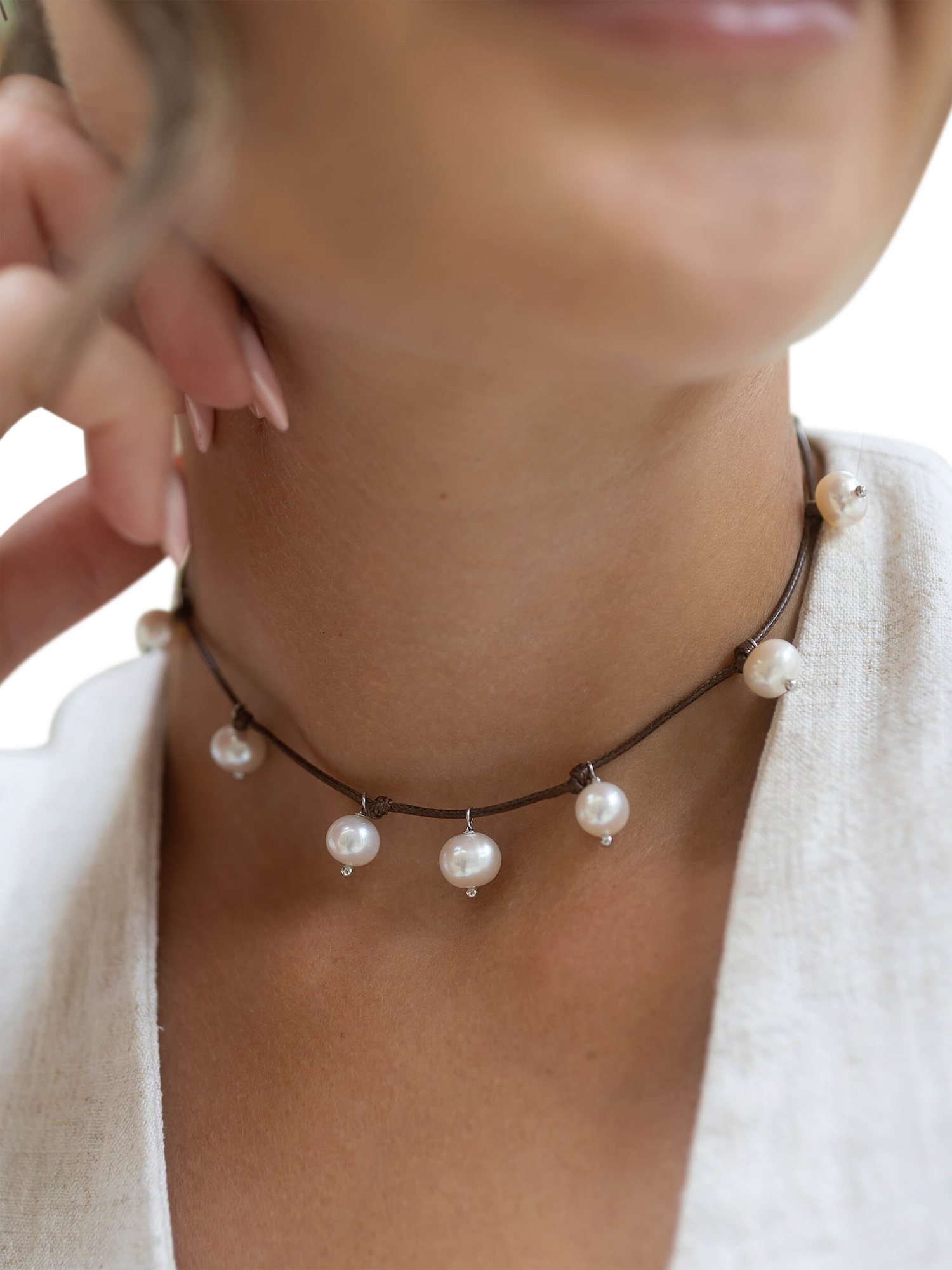 Product image 4 of 5, which shows Claudia Bradby Baroque Pearl Necklace, Silver