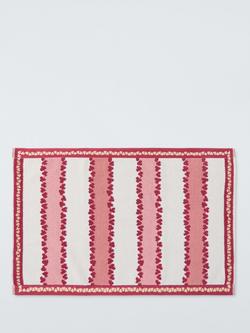 John Lewis x Sanderson Frisk Stripe Cotton Bath Mat, Avocado Pink
