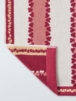 John Lewis x Sanderson Frisk Stripe Cotton Bath Mat - view 2, Avocado Pink