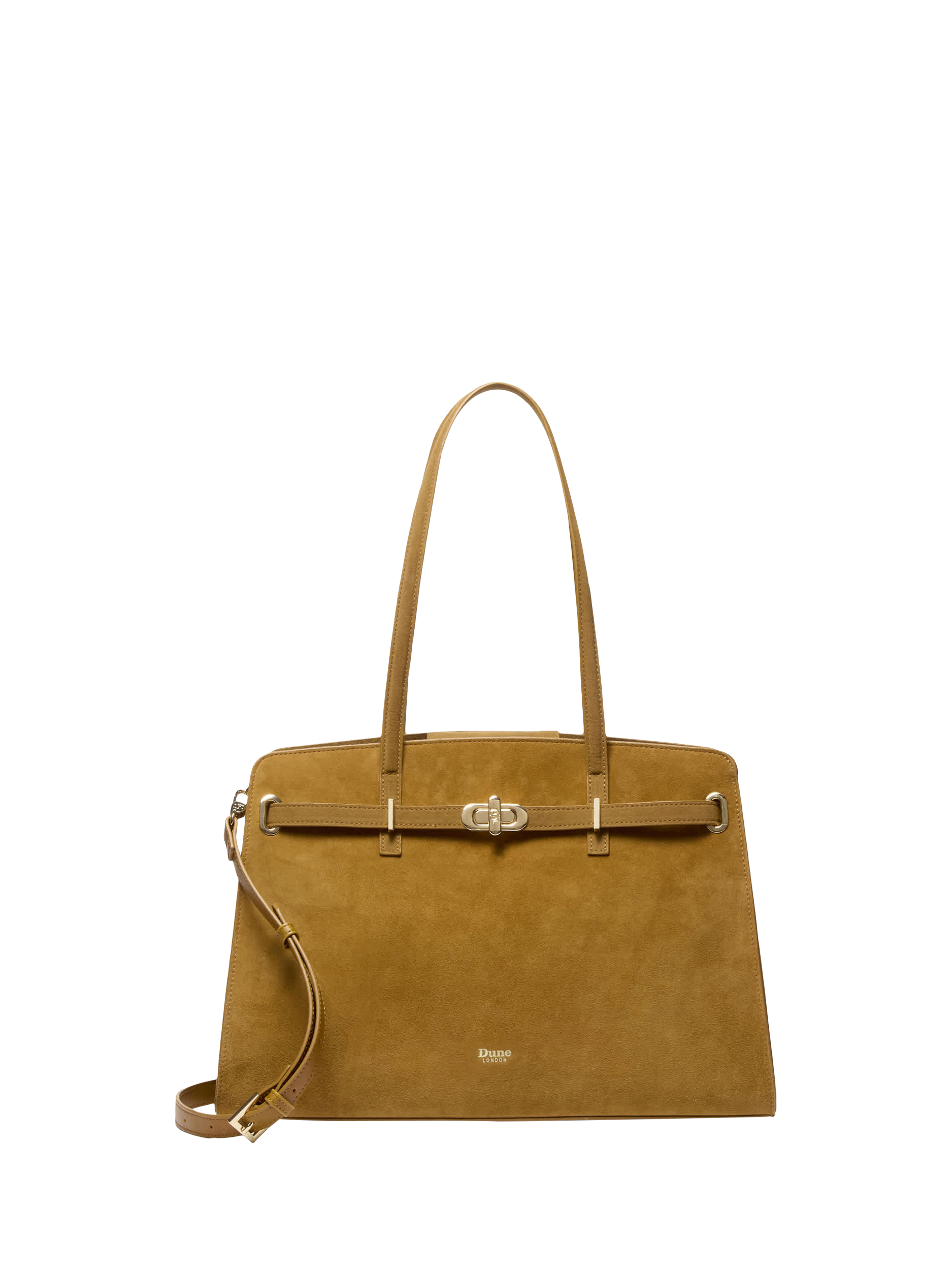 Product image 1 of 5, which shows Dune London Define Suede Shoulder Bag, Mid Brown