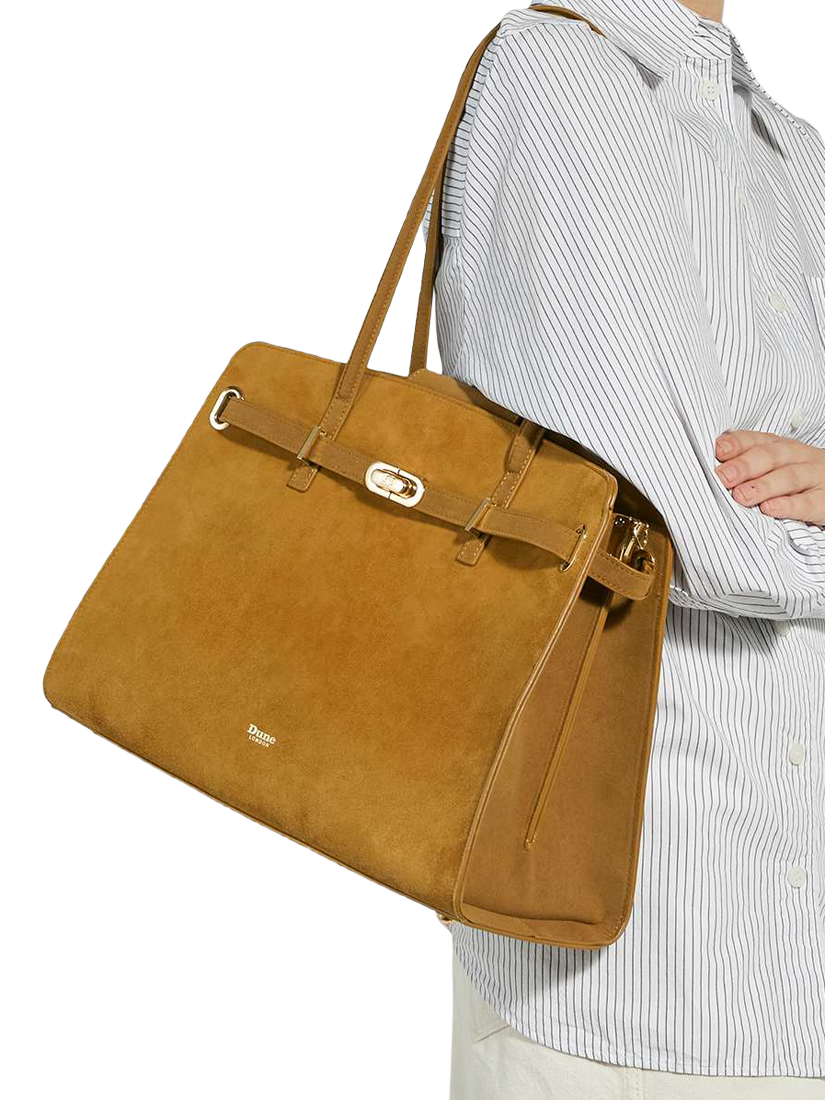 Product image 2 of 5, which shows Dune London Define Suede Shoulder Bag, Mid Brown