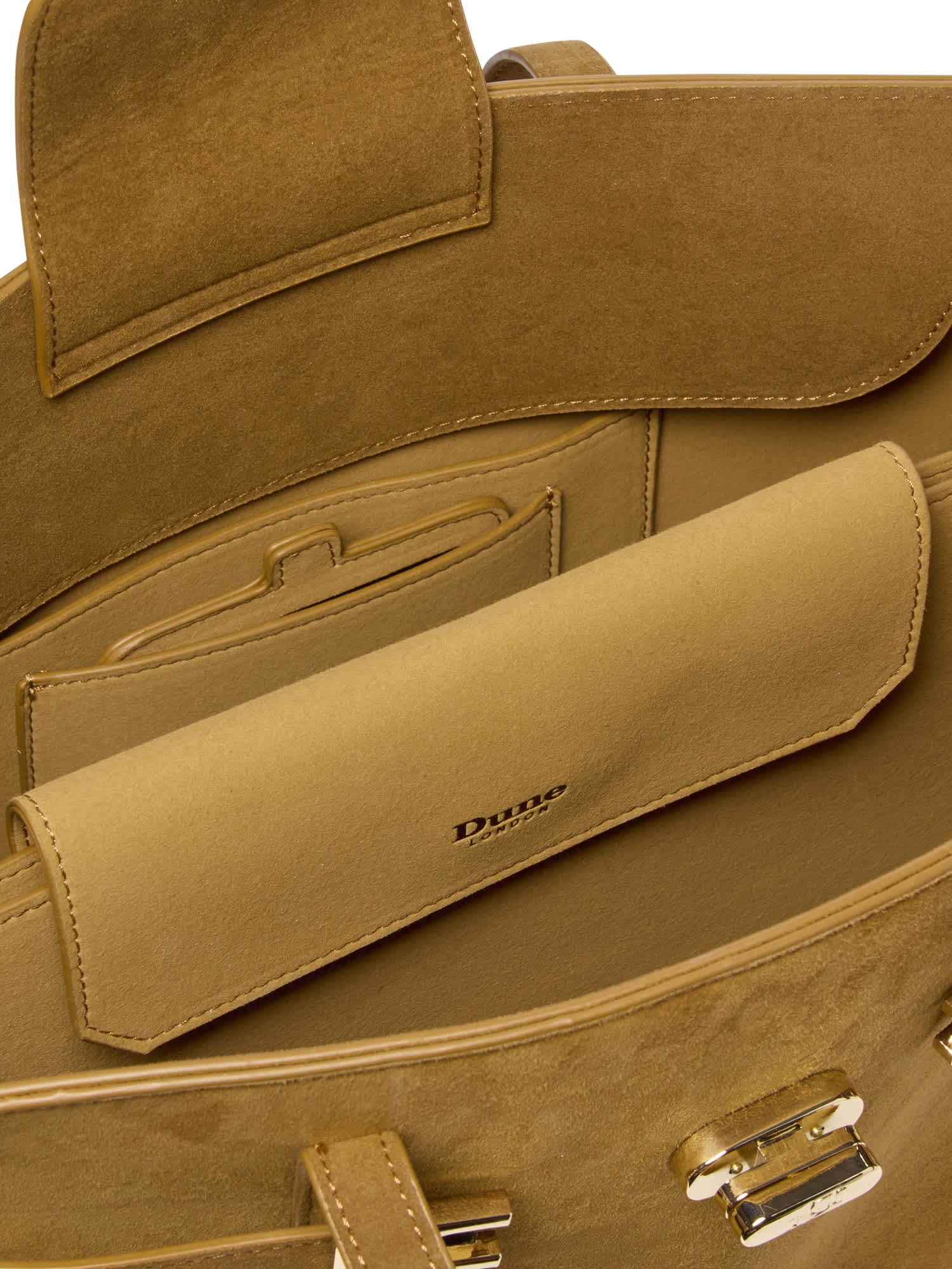 Product image 4 of 5, which shows Dune London Define Suede Shoulder Bag, Mid Brown