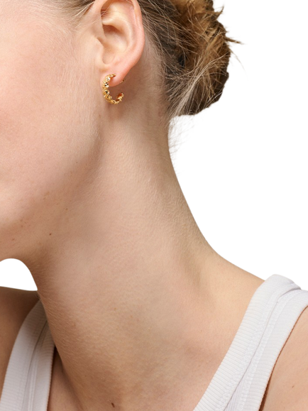ENAMEL Copenhagen Sunshine Wreath Hoop Earrings, Yellow Gold - view 2, Yellow Gold