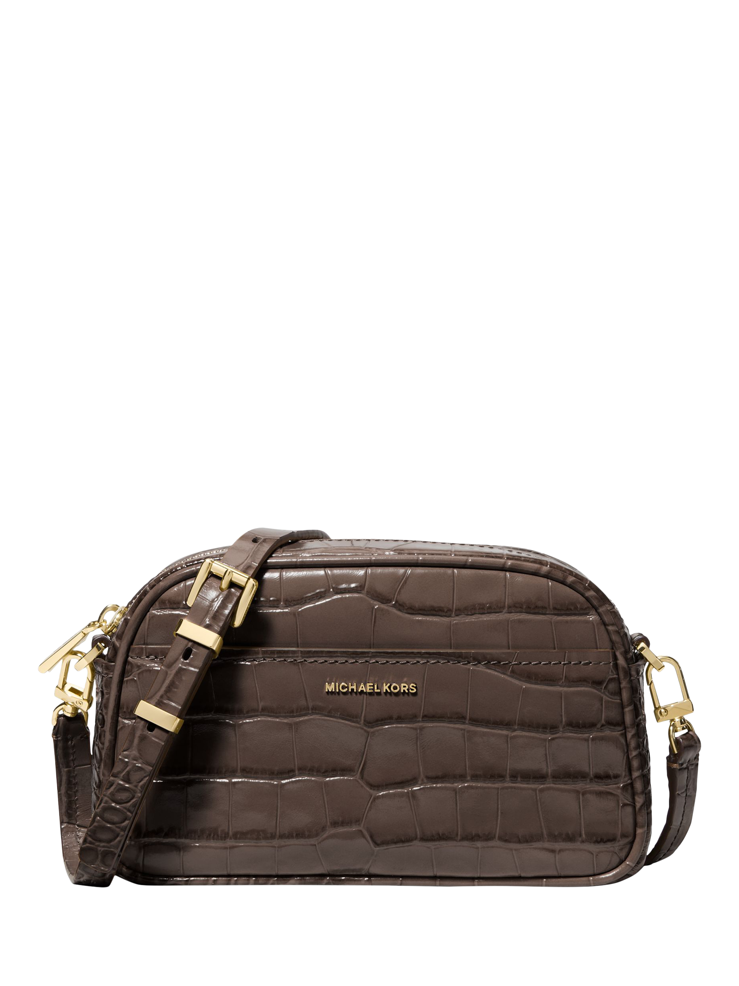 Product image 1 of 3, which shows Michael Kors Jet Set Leather Crossbody Bag, Chocolate