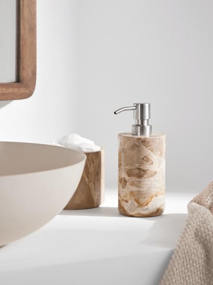 John Lewis Marble Soap Dispenser - view 2, Fossil Beige