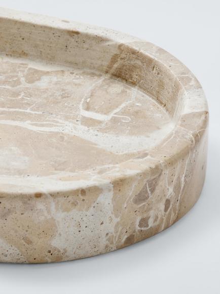 John Lewis Oval Marble Bathroom Accessories Tray - view 2, Fossil Beige