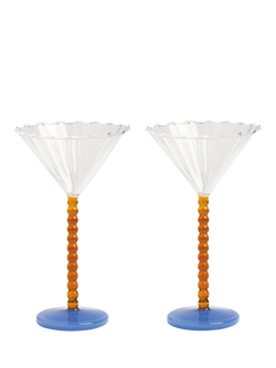 &k Amsterdam Perle Coupe Glasses, Set of 2, Amber, Amber