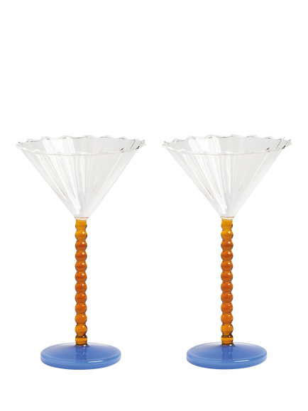 &k Amsterdam Perle Coupe Glasses, Set of 2, Amber, Amber