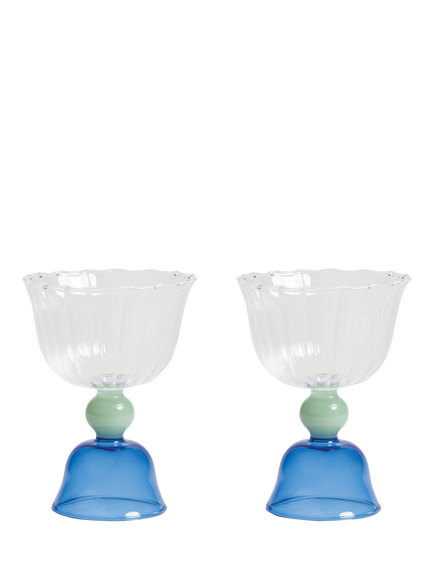 &k Amsterdam Tulip Drinking Glasses, Set of 2, Blue, Blue