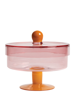 &k Amsterdam Duo Glass Cake Stand, Pink, Pink