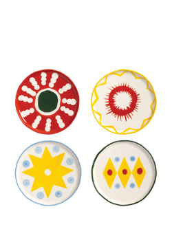 &k Amsterdam Festivo Plates, Set of 4, Multi, Multi