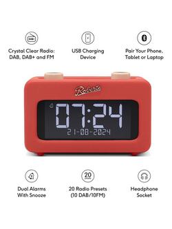 Roberts Revival Rest DAB/DAB+/FM Bluetooth Bedside Clock Radio - view 2, Classic Red