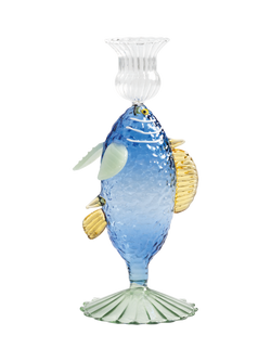 &k Amsterdam Fish Dinner Candle Holder, Blue , Green, Blue , Green