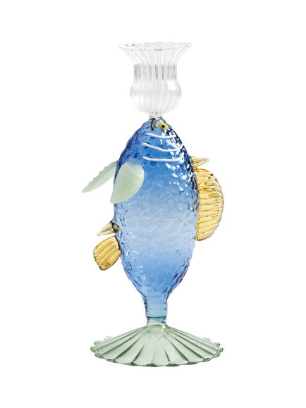 &k Amsterdam Fish Dinner Candle Holder, Blue , Green, Blue , Green