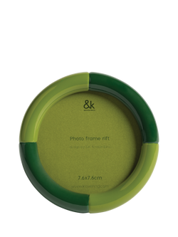 &k Amsterdam Rift Circular Photo Frame, Green, Green