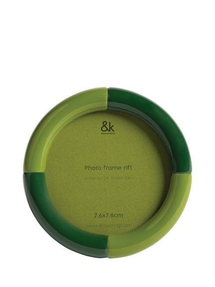 &k Amsterdam Rift Circular Photo Frame, Green, Green