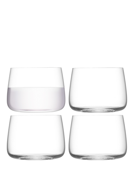LSA International Metropolitan Stemless Glass Tumbler, Set of 4, 380ml, Clear, Clear