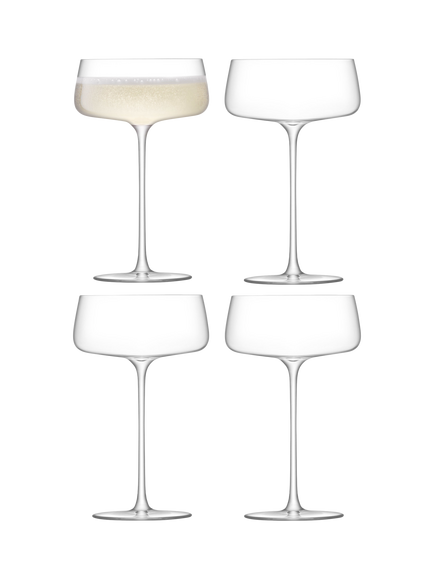 LSA International Metropolitan Glass Champagne Saucers, Set of 4, 300ml, Clear, Clear