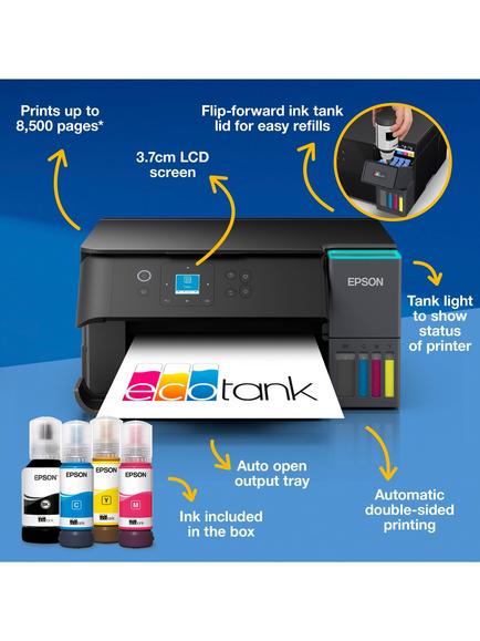 Epson EcoTank ET-2950 Three-In-One Wi-Fi Printer with High Capacity Integrated Ink Tank System, Black - view 2, Black