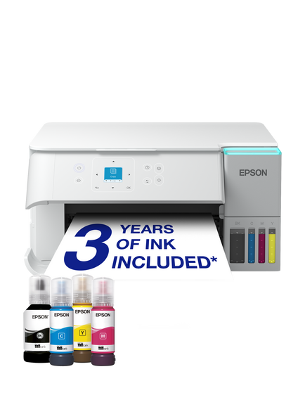 Epson EcoTank ET-2956 Three-In-One Wi-Fi Printer with High Capacity Integrated Ink Tank System, White, White