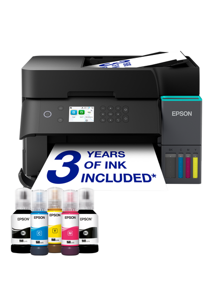Epson EcoTank ET-3950 Three-In-One Wi-Fi Printer with High Capacity Integrated Ink Tank System, Black, Black
