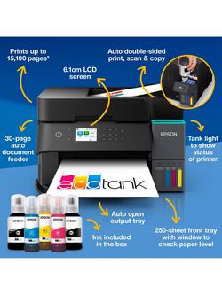 Epson EcoTank ET-3950 Three-In-One Wi-Fi Printer with High Capacity Integrated Ink Tank System, Black - view 2, Black