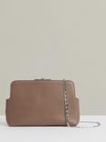 Reiss Bethany Leather Clutch Bag, Neutral
