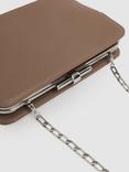 Reiss Bethany Leather Clutch Bag, Neutral